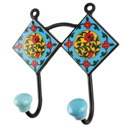 Yellow Ceramic Floral Tile Hook